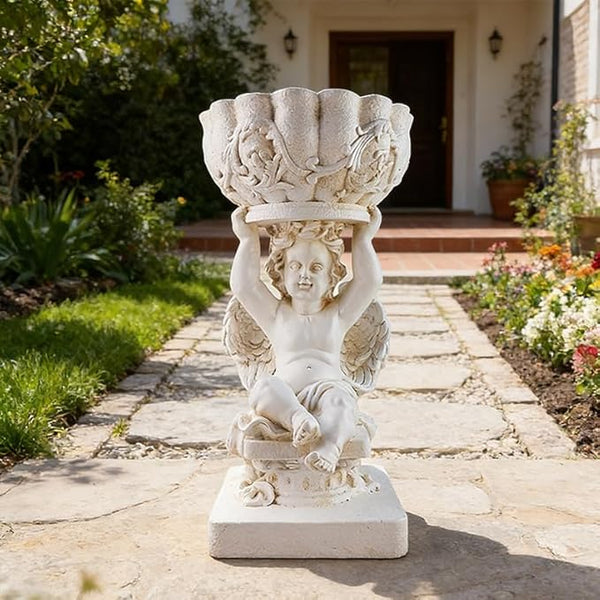 Decorative Roman Column Pedestal, English Rosette Indoor Outdoor Sculptural Garden Plinth Base Statue Riser, Weatherproof Sturdiness Plinth Base Statue Riser for Statues, Flower Pots, Decor, Cast Stone Resin (1449)