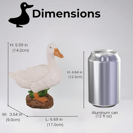Porch Duck Statue Outdoor Decor,5.6''(H) White Duck Garden Sculptures for Yard Lawn,Resin Animal Figurines Home Patio Art Decorations