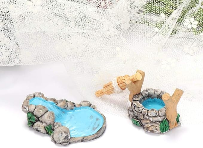 1Pc Blue DIY Mini Water Pool Fairy Garden Lawn Ornament Outdoor Miniature Statues for Mountain Dollhouse Decor Craft Garden Sculptures and Statues