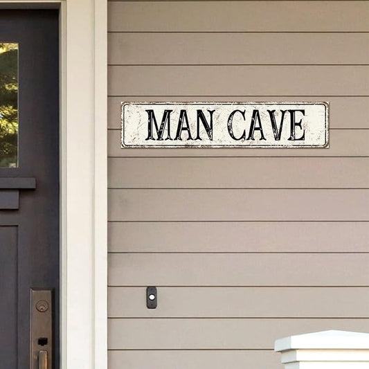 Madcolitote Personalized Man Cave Street Sign Vintage Man Cave Wood Signs Wall Decorations for Living Room Rustic Wall Art Home Decor for Home Man Cave Door Porch Garden Party 4x18in