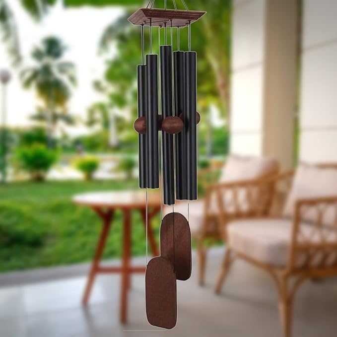 Memorial Wind Chimes for Loss of Loved Ones, 36 inch Sympathy Wind Chimes, Memorial Gifts & Sympathy Gifts, Suitable for Indoor and Outdoor, Patio, Garden for Peace and Relaxation - Aluminum,Black