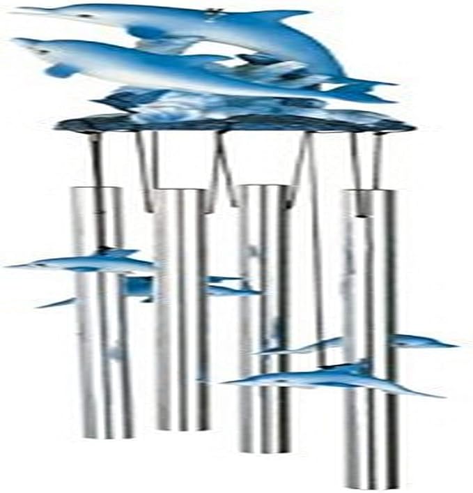 George S. Chen Imports SS-G-41855 Round Top Dolphin Hanging Garden Porch Decoration Decor Wind Chime