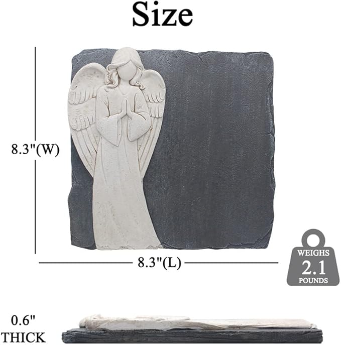 Personalized Garden Memorial Stones for Loved Ones Outside, Angel Memorial Stones Plaques Engraved with Name - Customized Grave Plaques Headstones for Cemetery(Square)
