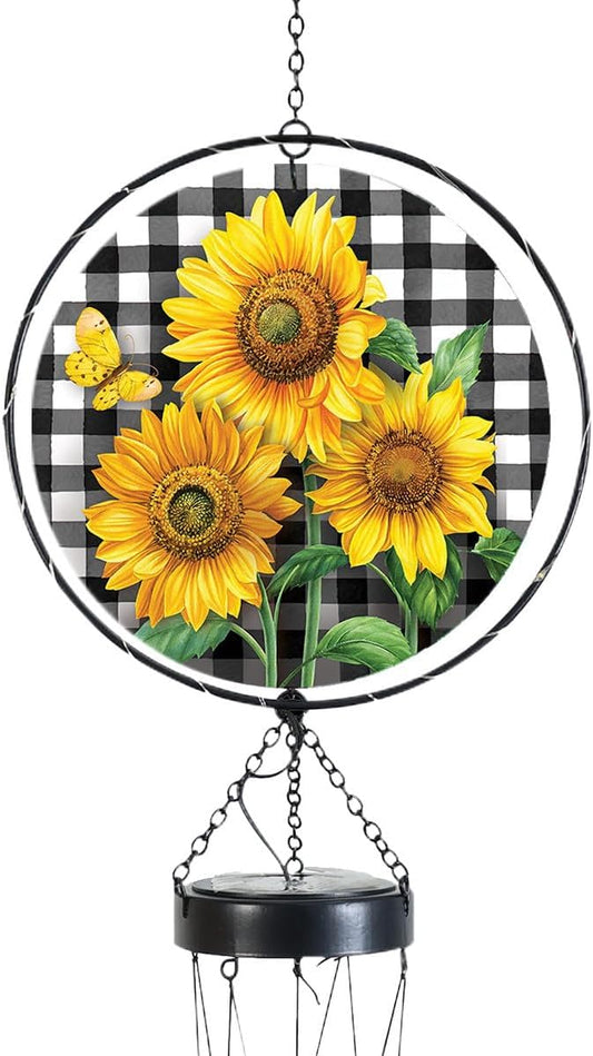 Briarwood Lane Checkered Sunflowers Illuminated Wind Chime