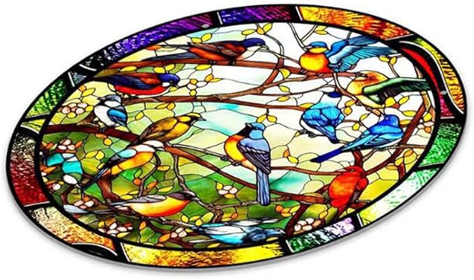 7.9'' Acrylic Window Hanging Decor,Stained Panel Hangings Decorative Acrylic Wall Decor Colorful Ornament Window Hangings for Outdoor Indoor Decor(Birds Concert)