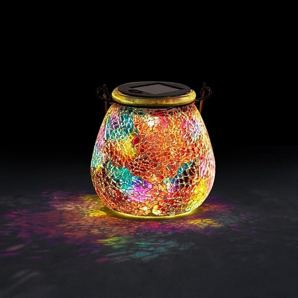 Stargarden Mosaic Solar Lantern ,Outdoor Hanging Waterproof Mosaic Light Solar Table Lamp for Garden ,Patio,Yard Decor (Red)