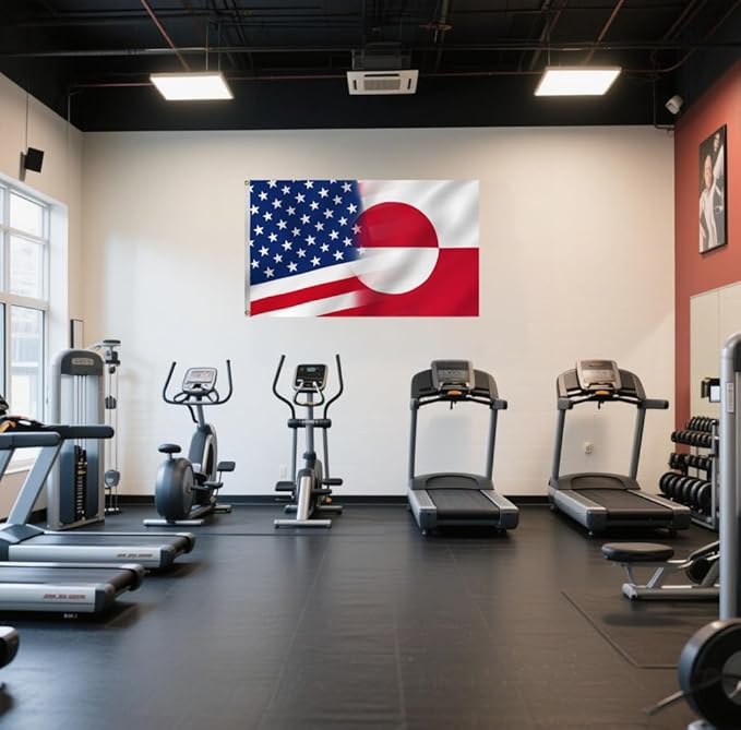 America Greenland Flag 2X3FT, USA Greenlander Friendship Flags,Both Sides Printed, Men Women Banner,Vibrant Colors, Double Stitched with 2 Brass Grommets, Bar Garden Street Decoration, GYM, Office Decor,Indoor Outdoor Use,Gifts. (X-US-GL, 2x3ft)