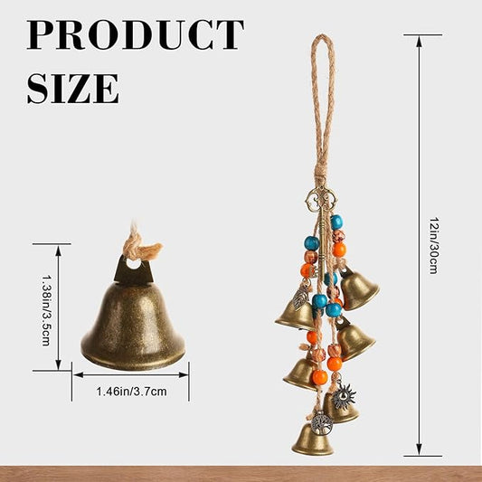 2 Pieces Witch Bells for Door Knob for Protection Handmade Decorative Door Hanging Bell Witch Wind Chimes for Boho Home Room Decor(Colorful)