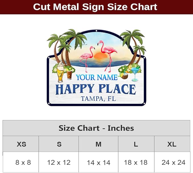 MeMate Flamingo House Signs, Flamingo House Metal Sign, Personalized Name Outdoor Sign, Flamingo House Outdoor Décor for Porch Deck Backyard Patio Pool, Flamingo Metal Sign Housewarming Gift for Family Friend 07