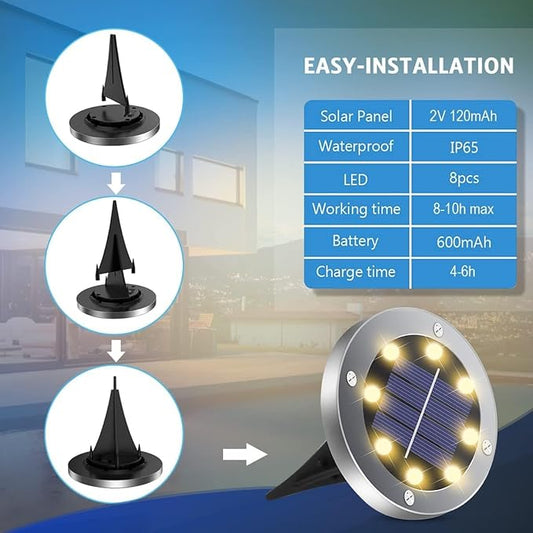 OULONGER Solar Ground Lights 16Pack, Garden Solar Outdoor Waterproof Pathway Bright In-Ground Lights Outdoor Lighting Decor for Lawn, Patio, Yard, Driveway,Walkway Warm Light