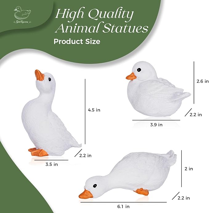 Duck Yard Decorations Outdoor Ornaments, Goose Statue Duck Figurine Garden Statues Resin Animal Figurines, Duck Decor for Garden, Porch, Patio, Lawn, Home (Set of 3)