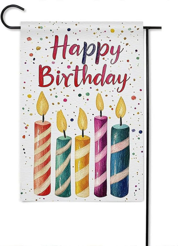 Gkyygk Happy Birthday Welcome Banners Garden Flag Double Sided 12x18 Inches Farmhouse Holiday Outside Decorations Burlap Yard Flag