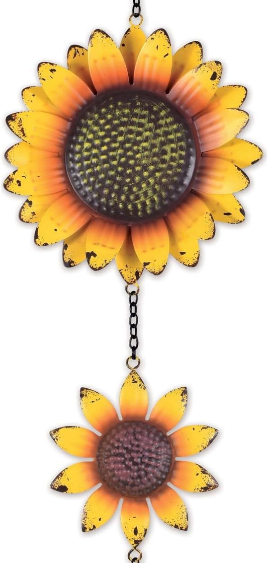 Sunset Vista Designs Fall Indoor/Outdoor Rustic Metal Garden Dangler with Cow Bell, 27-Inch, Sunflower