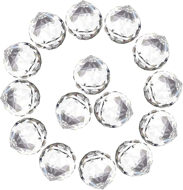 MerryNine 30mm/1.18" 15 Pack Crystal Ball Prism Sun Shine Catcher Rainbow Pendants Maker, Hanging Crystals Prisms for Windows, for Feng Shui, for Gift (Clear)