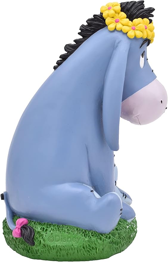 Disney Eeyore Daisy Crown Welcome Everyday Outdoor Garden Statue, 10 inches Tall, Officially Licensed Disney Product