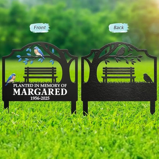 Personalized Metal Garden Stake - Outdoor Memorial Decoration, Sympathy Gift, Yard or Grave Marker - Planted in Memory of