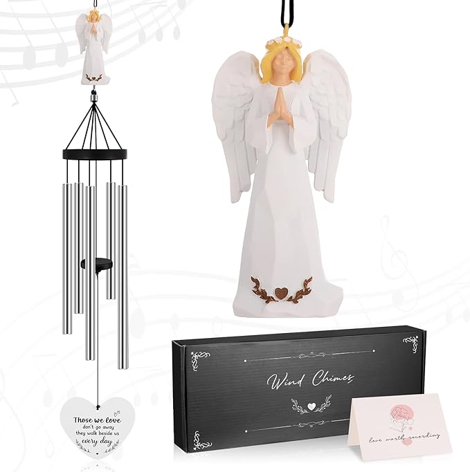 Angel Memorial Wind Chimes for Loss of Loved One Sympathy Gifts for Outside Large Outdoor Wind Chimes, Bereavement Gift Ideas, Condolence Memorial Gifts for Loss of Mom Dad Husband