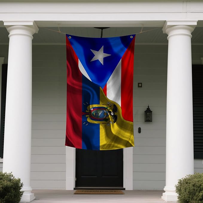 Puerto Rican Puerto Rico And Ecuador Flag 3x5 Ft Double-Sided Printed Indoor/Outdoor Flag Polyester Fabric Decorative Banner With 2 Brass Grommets 3x5 Foot National Flags For Outside