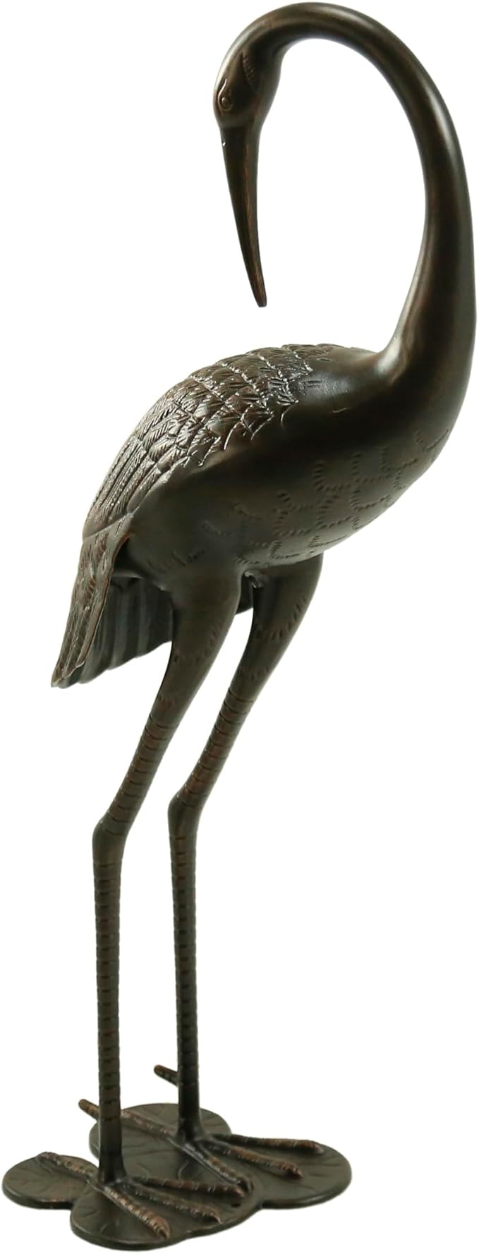 Polibi Sunny Outdoor 39" Crane Garden Statue, Cast Aluminum Bird Sculpture, Rustproof Metal Yard Art Decor, Shiny Copper Finish, No Assembly Patio Lawn Outdoor Decor