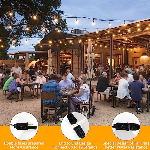 40ft LED Patio String Lights - 25 Sockets, G40 Globes, Orange