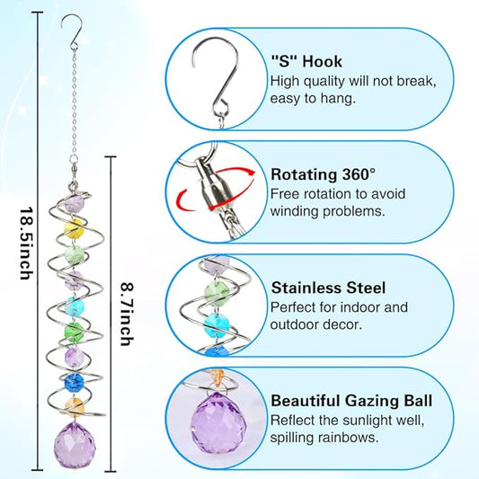 Sun Catchers, 4 Pcs Crystal Suncatchers for Indoor Windows Hanging Decorative Crystals Ball Prism for Yard and Garden Indoor Home Wedding Party Car Mirror Christmas Tree Decorations