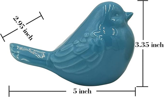 yhcdsea Decorative Chubby Bird Figure, Glazed Ceramic Cottage Animal Statue - Indoor/Outdoor Garden Decor Accent - Creative Gift (Blue Yellow)