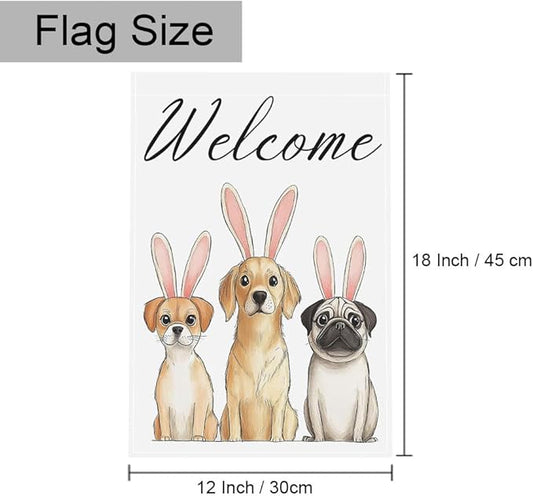 Gkyygk Welcome Dogs Welcome Garden Flag 12x18 Inch Banners Vertical Double Sided Yard Flag Burlap Farmhouse Outdoor Lawn Patio Decor