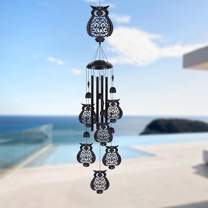 Owls Wind Chimes Outdoor Decoration, Mobile Wind Catcher, Retro Owl Wind Bells, Memorial Wind Chime, Blessing Windchime for Home, Balcony, Yard, Room, Xmas, Party, Indoor, Garden Decor, Gifts for Mom