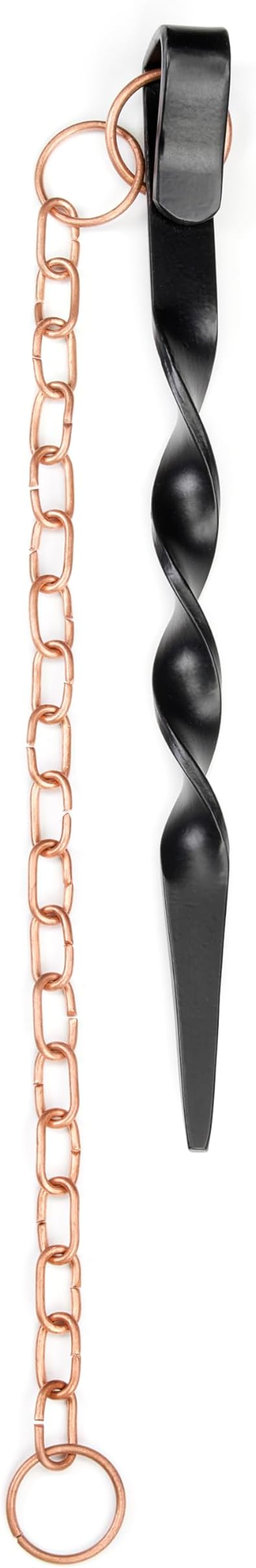 Good Directions 12” Rain Chain Ground Anchoring Stake, Black Powder-Coated Steel, Includes 17” Copper Chain