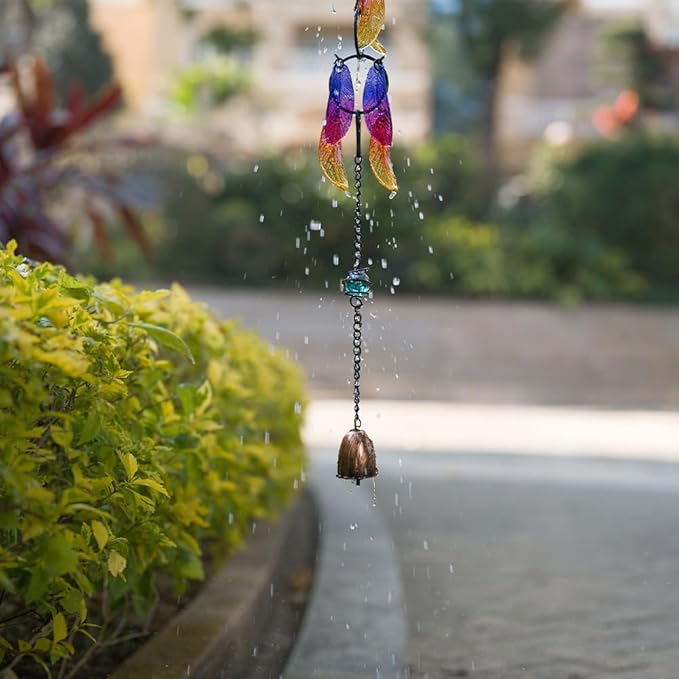 dreamysoul Rain Chains for Outside, 7.87FT Adjustable Glass Rain Chain, Leaf Decorative Rain Catcher Chains for Gutters Downspout, Eaves, Drainage