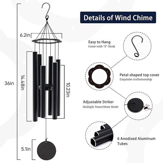 ASTARIN Sympathy Gifts for Loss of Mom,36 Inch Memorial WindChimes for Outside Tuned Relaxing Soothing Low Bass, Condolence Bereavement Gifts in Memory of Mom( Flower-Shaped Top)