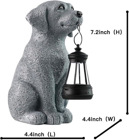 Solar Dog Garden Statues with Solar Lantern,Dog Figurines for Yard Patio Lawn Balcony Ornaments - Birthday Housewarming Garden Gifts for Mothers Day, Grandma