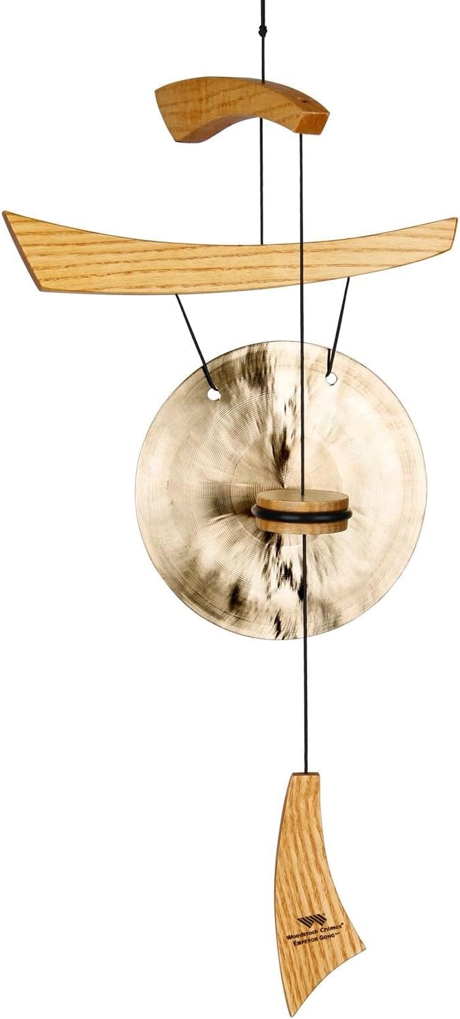 Woodstock Chimes Signature Collection, Emperor Gong, Small (23'') Natural, Wind Gongs for Outdoor, Patio, Home or Garden Décor (EGCS)