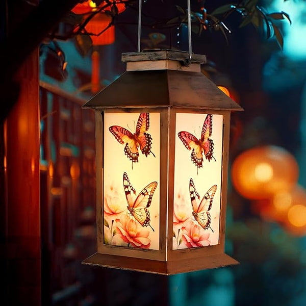Butterfly Solar Lamp - Waterproof Hanging Solar Light for Outdoor Courtyard is a Special Gift for mom, Grandma, Sisters and Women on Christmas, Mother's Day and Thanksgiving