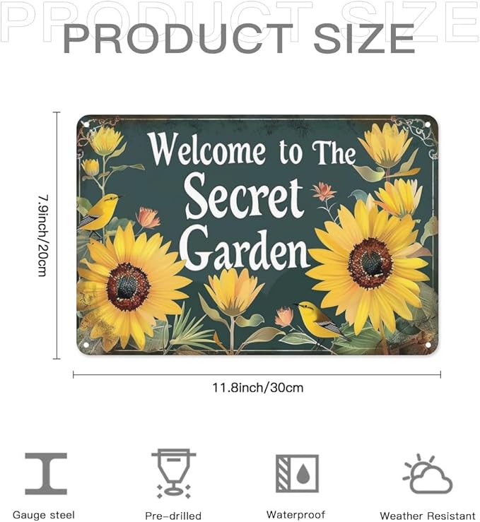 Metal Garden Signs Garden Wall Decor For Outside Funny Garden Signs Decorative Outdoor Welcome To The Secret Garden 12 X 8 Inch
