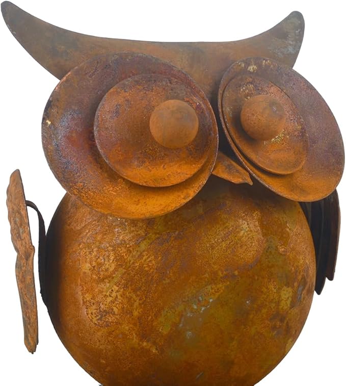 2pcs Small Owl Ornament Rusty Metal Owl Figurine Garden Statues Indoor Outdoor Decorative Sculptures