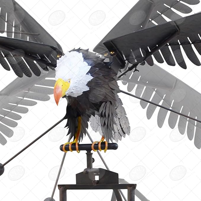 Red Carpet Studios Garden Stake Yard Art Metal and Glass Balance Rocker with 6-Prong Stake, Jumbo 6.16 Feet Tall, Flying Eagle