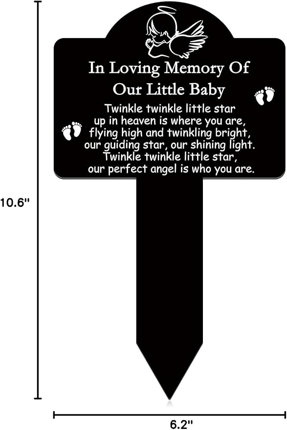 Roowest Cemetery Grave Decorations Acrylic Memorial Stakes Grave Stake Markers Sympathy Garden Plaque Waterproof Remembrance Sympathy Gift for Cemetery Graveside Outdoors Yard(Baby)