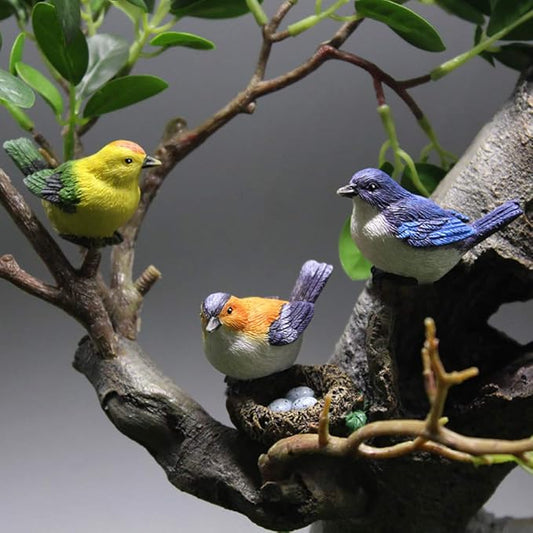 MAOMIA Miniature Bird Decorative Figurines 3 Pcs Mini Bird Figures Animal Model Toys Fairy Garden Decoration Plant Flower Pots Ornaments