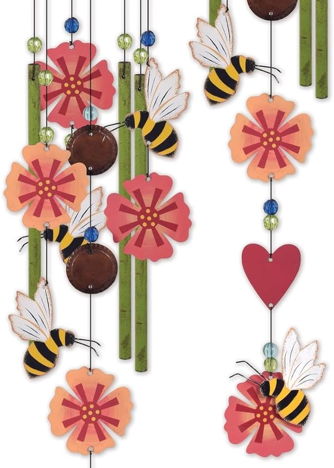 Sunset Vista Designs 93464 Country Garden Wind Chime, Bee-Flower