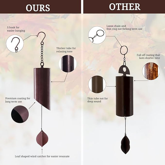 Wind Chimes for Outside Deep Tone, Deep Resonance Serenity Bell Wind Chimes,Metal Windbell, Weather Resistant Modern Wind Chimes for Patio Garden Porch Bronze