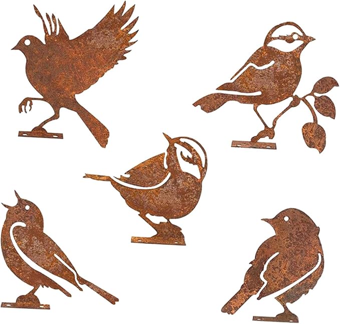 5X Iron Bird Decoration Metal Gardening Ornaments Photo Props Yard Adornment Bird Ornaments for Fences Patio Decor, Style A