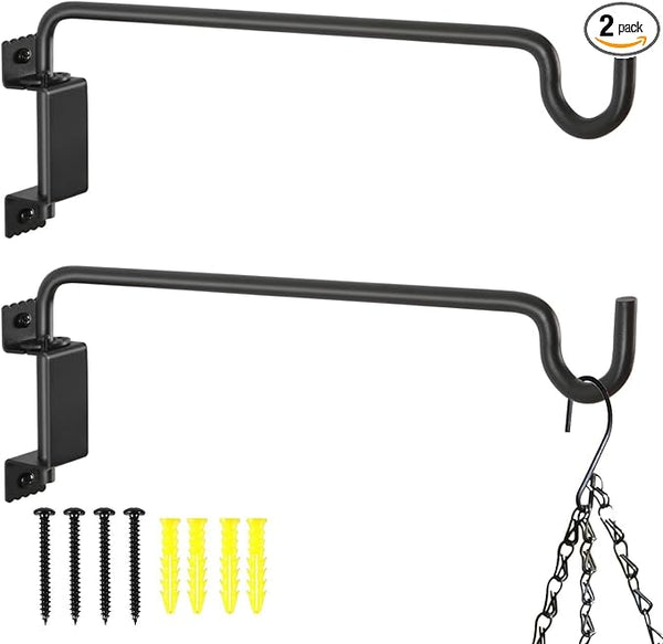 AILIN YELOKIE 15" 360° Swivel Plant Hanger - Heavy Duty Solid Steel Wall Hook, 12-Directional Adjustable for Bird Feeders, Outdoor/Indoor Plants, Garden & Patio (2-Pack)