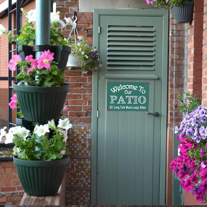 YOYI ART Patio Signs and Decor Outdoor - Welcome to Our Patio Sign, Metal Vintage Tin Signs for Patio, Outside, Front Yard, Garden, Front Door and Backyard Wall Decor Art Gift, 12 x 8 inch