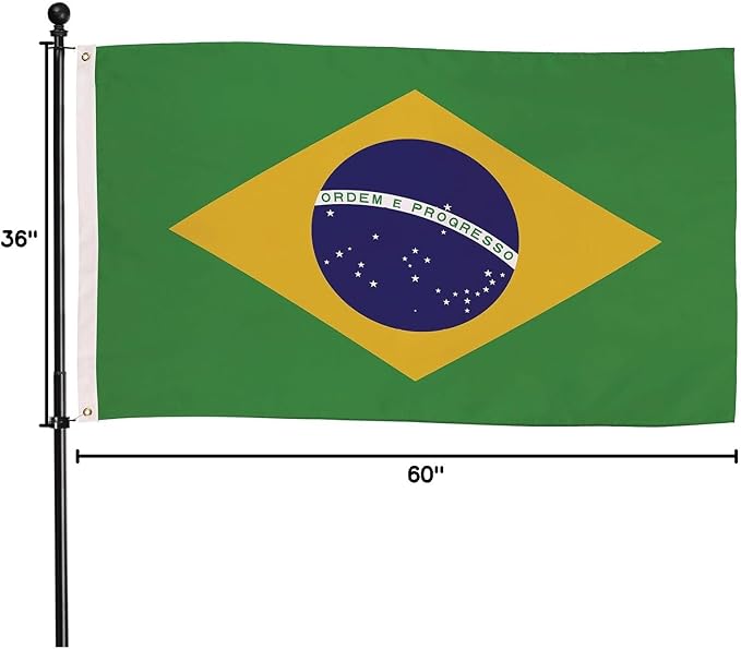 Evergreen Brazil Flag 3x5 flag Outdoor Double Sided, Brazilian flags for Outside with Grommets, 3-Ply Banners for Garden Patio, Indoor Flag for Wall Decor, Works with Standard Estate Flag Poles