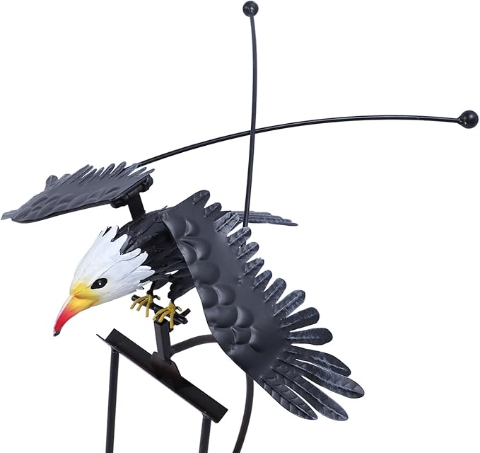 Bald Eagle Garden Ornament Balancing Bird Rocker Wind Sculpture Handcrafted for Outdoor Yard Decoration, Rushbomcgh2mrpkqi