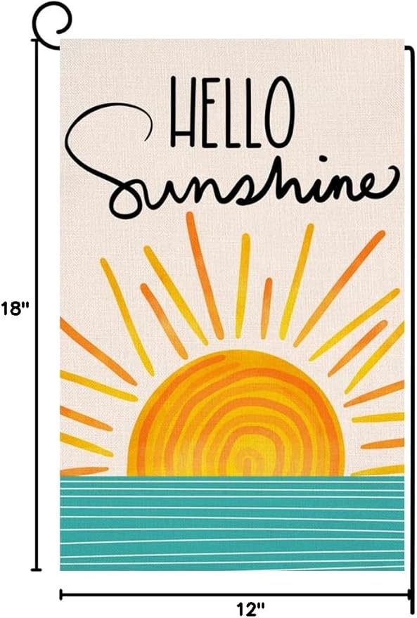 Hello Sunshine Summer Garden Flag 12x18 Vertical Double Sided Farmhouse Holiday Outside Decorations Burlap Yard Flag BW285
