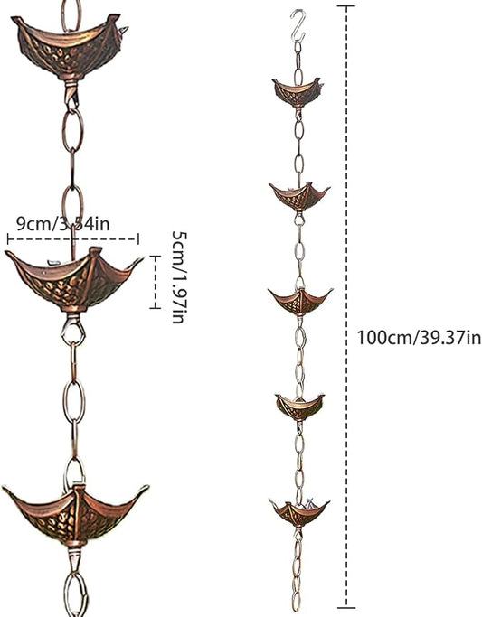 Rain Chain Copper Imitation for Gutters 3.3ft with 5 Cups Easy Install Catcher Outside Courtyards Replacement Downspout B