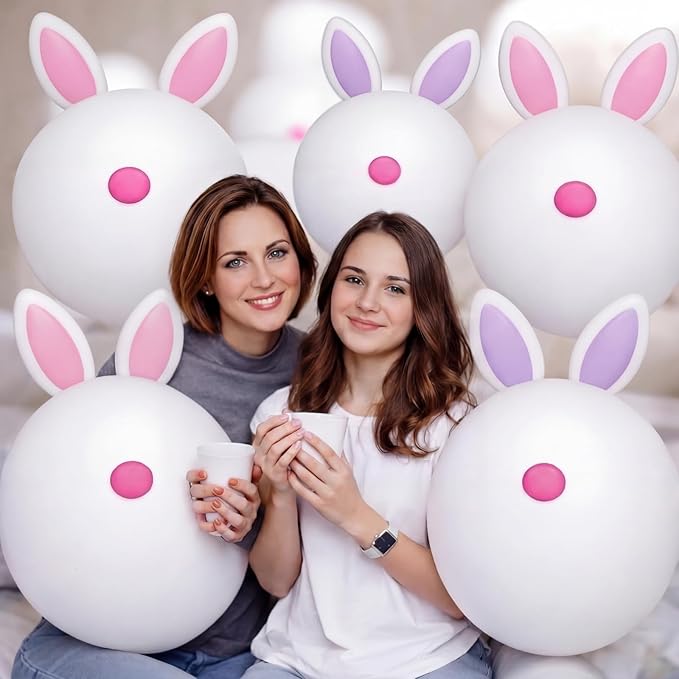 Jetec 6 Pcs 24 Inch Pastel Easter Inflatable Bunny Butt Decorations Outdoor Giant Hanging Inflatable Bunny Blow up PVC Balloon Ornaments Easter Decor for Yard Lawn Garden Front Door Porch