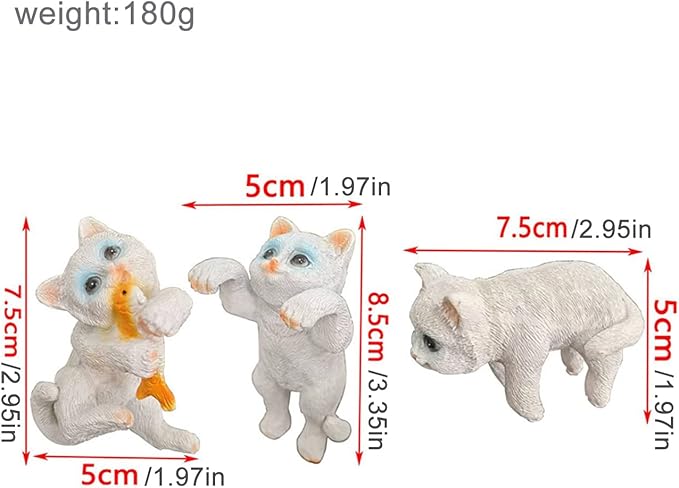 3 Pcs Resin Hanging Cat Figurines Planter Pot Hanger Miniature Fairy Garden Terrarium Edge Decor Flower Pot and Vase Hugger Hanging Animals Ornaments for Patio, Yard, Balcony